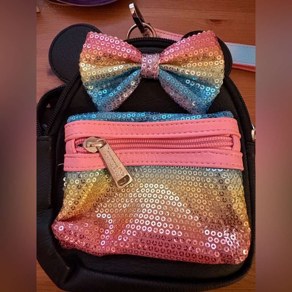 EUC darling loungefly mini Sequin mouse bag. Pink yellow & blue sequins ⭐️ - Picture 2 of 5